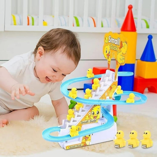 Small Duck Climbing Stairs Toy with Music & Lights – Duck Track Escalator Toy for Kids (3 Ducks Included)