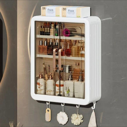 Multipurpose Wall Mounted Storage Cabinet with Transparent Doors – Kitchen, Bathroom & Cosmetic Organizer Rack