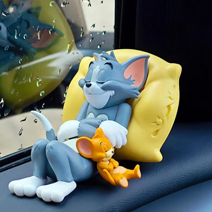 Tom and Jerry Cute Sleeping Figurine – Resin Cartoon Showpiece for Home Decor & Gift