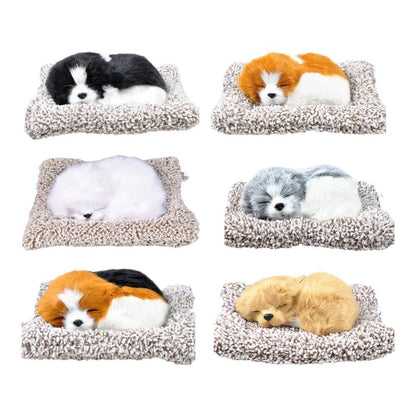Cute Sleeping Dog Plush Toy with Breathing Effect | Realistic Puppy Cushion Soft Toy