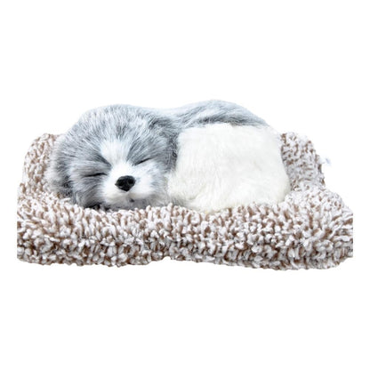 Cute Sleeping Dog Plush Toy with Breathing Effect | Realistic Puppy Cushion Soft Toy