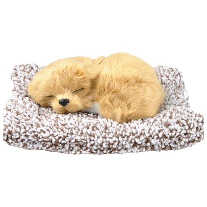Cute Sleeping Dog Plush Toy with Breathing Effect | Realistic Puppy Cushion Soft Toy