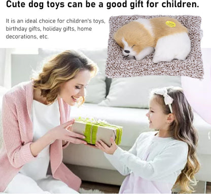 Cute Sleeping Dog Plush Toy with Breathing Effect | Realistic Puppy Cushion Soft Toy