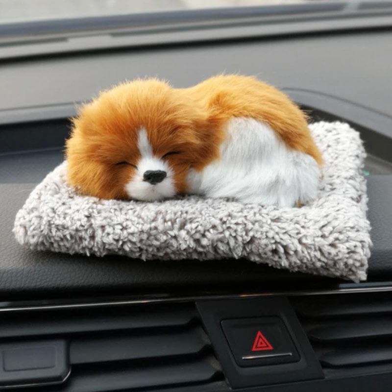 Cute Sleeping Dog Plush Toy with Breathing Effect | Realistic Puppy Cushion Soft Toy