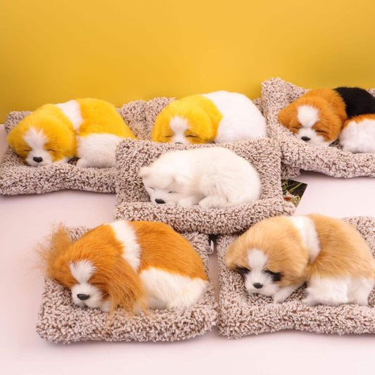 Cute Sleeping Dog Plush Toy with Breathing Effect | Realistic Puppy Cushion Soft Toy