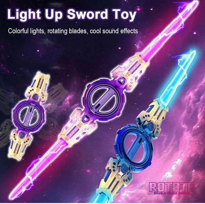 Fire Spiral LED Light Sword Toy for Kids | Double-Edged Rotating Action Sword with Sound & Lights