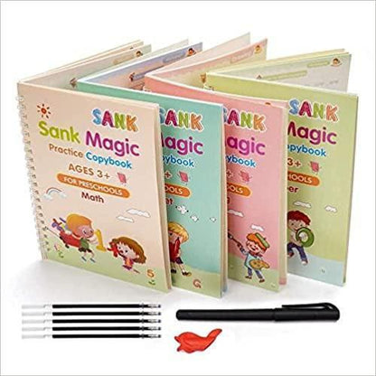 Magic Practice Copybook Set for Kids with Reusable Pen & Ink – Handwriting, Math & Drawing Learning Kit
