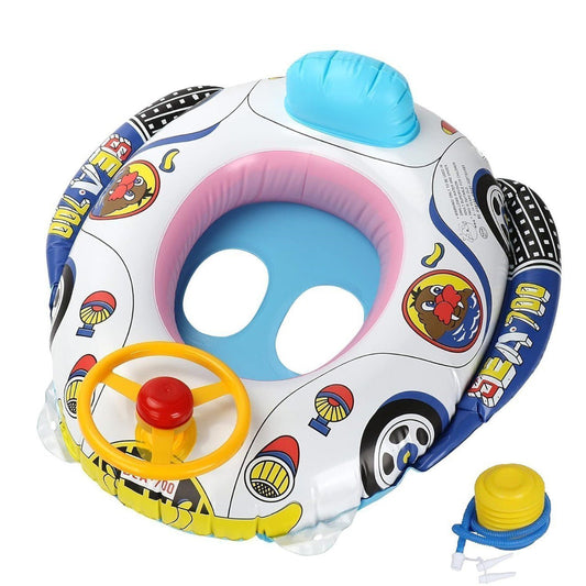 Kids Inflatable Swimming Car Float with Pump | Baby Pool Seat Ring