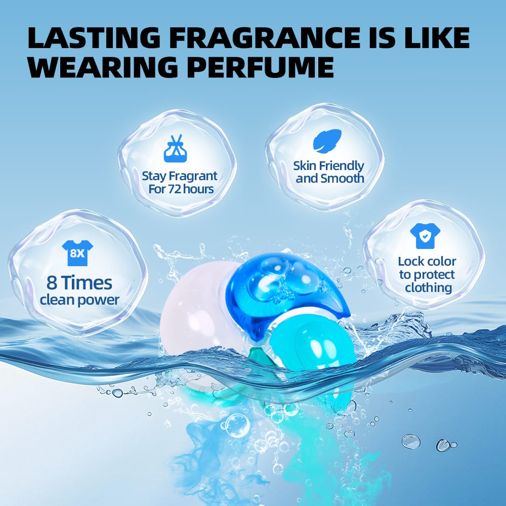 Clear Wash 8X Laundry Pods 30 Pcs – Powerful Detergent Capsules