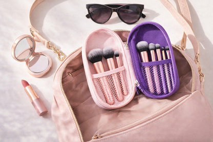 10-Piece Travel Makeup Brush Set with Portable Pouch | Soft Professional Cosmetic Brushes