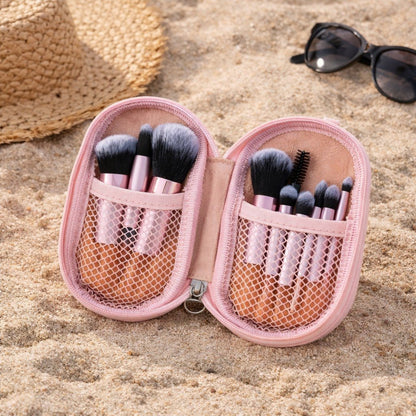 10-Piece Travel Makeup Brush Set with Portable Pouch | Soft Professional Cosmetic Brushes