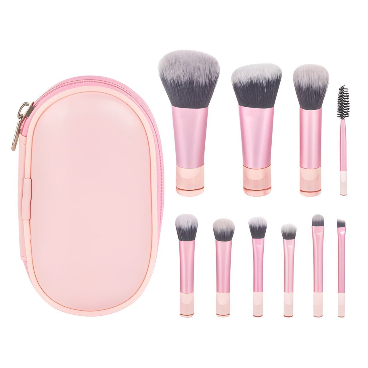 10-Piece Travel Makeup Brush Set with Portable Pouch | Soft Professional Cosmetic Brushes