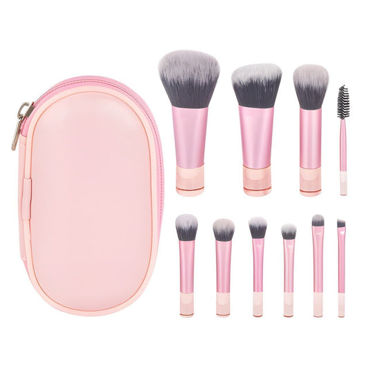 10-Piece Travel Makeup Brush Set with Portable Pouch | Soft Professional Cosmetic Brushes