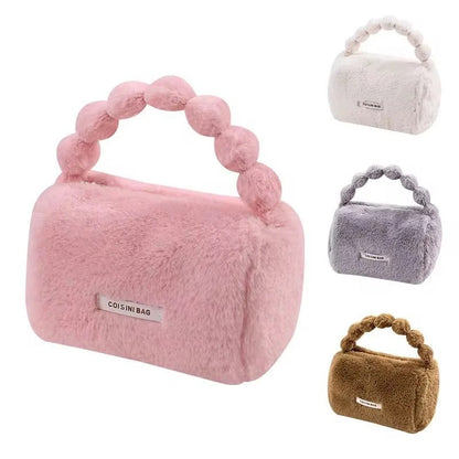 Plushie Hand Purse | Soft Faux Fur Handbag for Women | Cute Mini Shoulder Bag