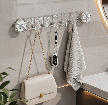 Transparent Suction 5 Hook Self Adhesive Wall Hook Rack