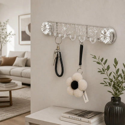 Transparent Suction 5 Hook Self Adhesive Wall Hook Rack