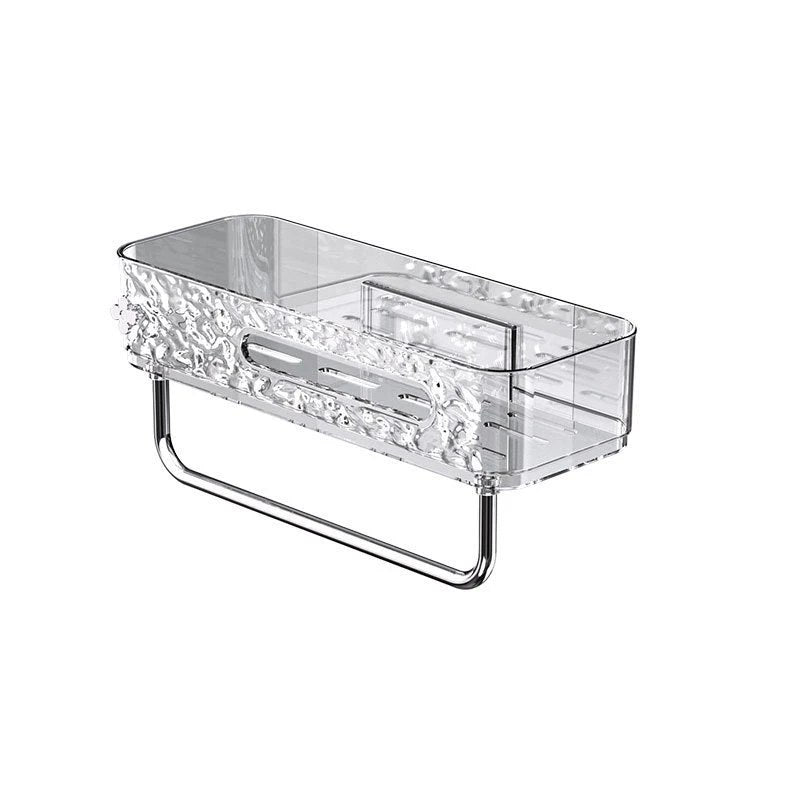 Transparent Self Adhesive Bathroom Shelf with Towel Holder