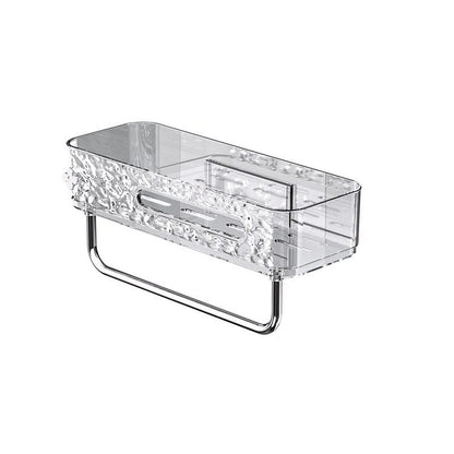 Transparent Self Adhesive Bathroom Shelf with Towel Holder
