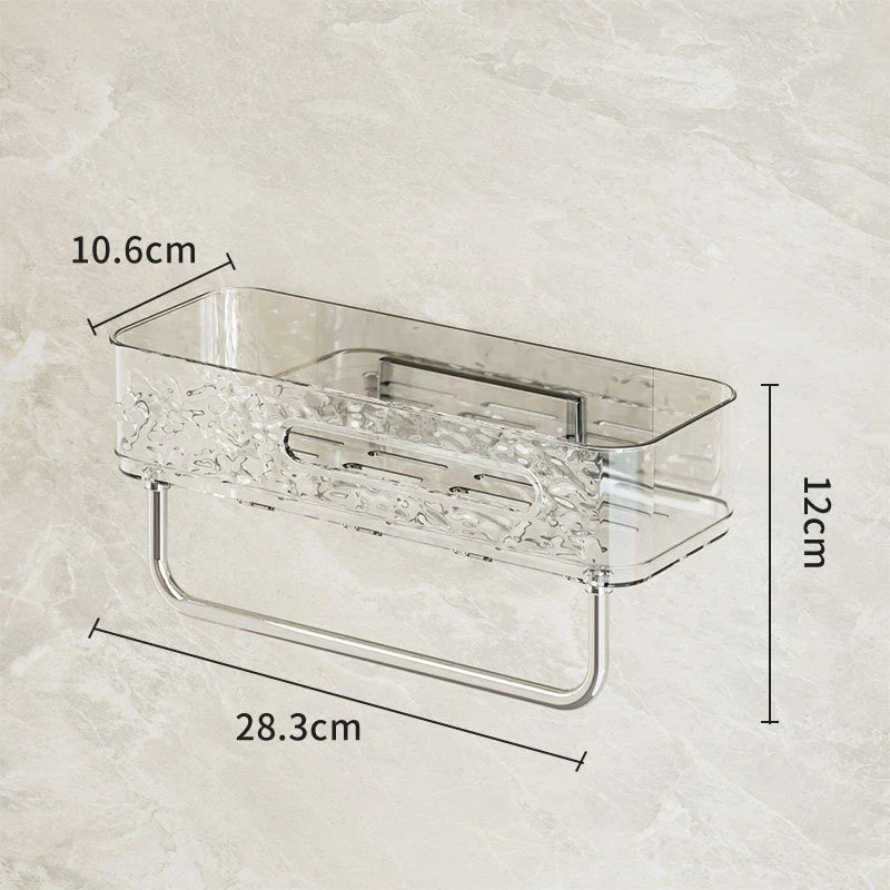 Transparent Self Adhesive Bathroom Shelf with Towel Holder