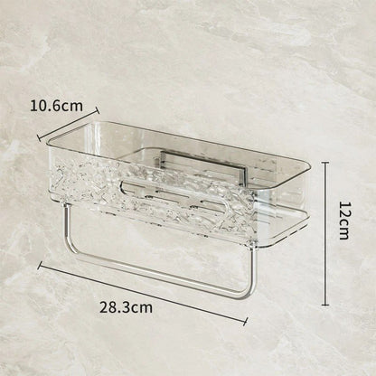 Transparent Self Adhesive Bathroom Shelf with Towel Holder