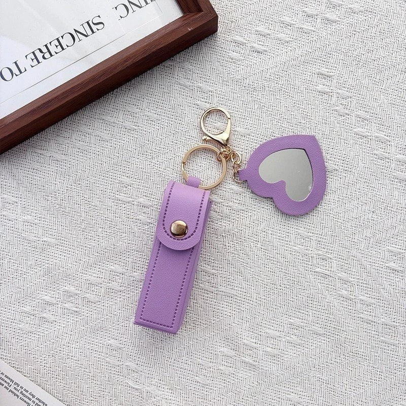 Lipstick Holder Keychain with Mirror | Portable Travel Lipstick Case
