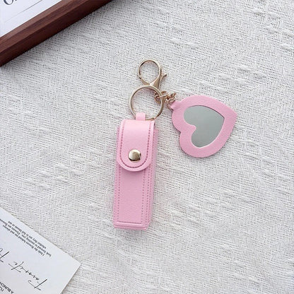 Lipstick Holder Keychain with Mirror | Portable Travel Lipstick Case