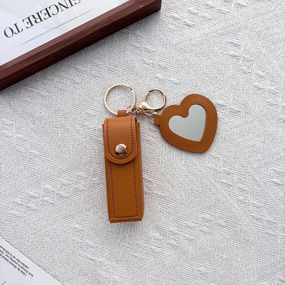 Lipstick Holder Keychain with Mirror | Portable Travel Lipstick Case
