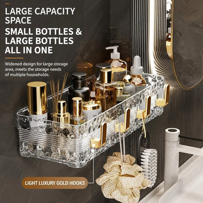 4 Hook Bathroom Shelf – Wall Mounted Storage Organizer