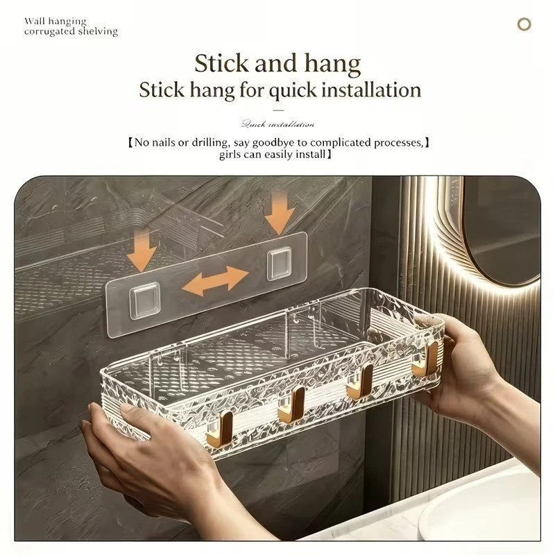 4 Hook Bathroom Shelf – Wall Mounted Storage Organizer