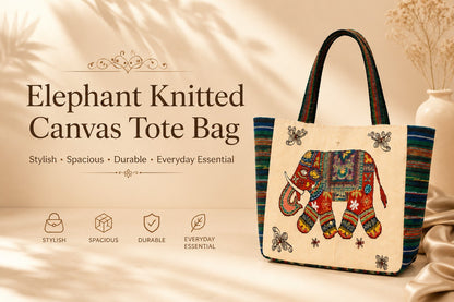 Elephant Bag | Ethnic Canvas Tote Bag for Women | Stylish Shoulder Handbag