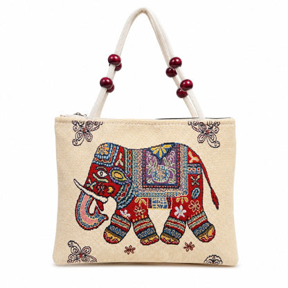 Elephant Bag | Ethnic Canvas Tote Bag for Women | Stylish Shoulder Handbag