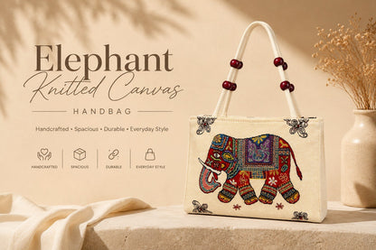 Elephant Bag | Ethnic Canvas Tote Bag for Women | Stylish Shoulder Handbag