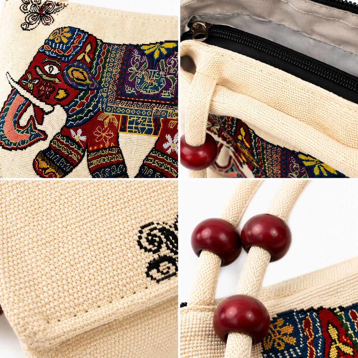Elephant Bag | Ethnic Canvas Tote Bag for Women | Stylish Shoulder Handbag
