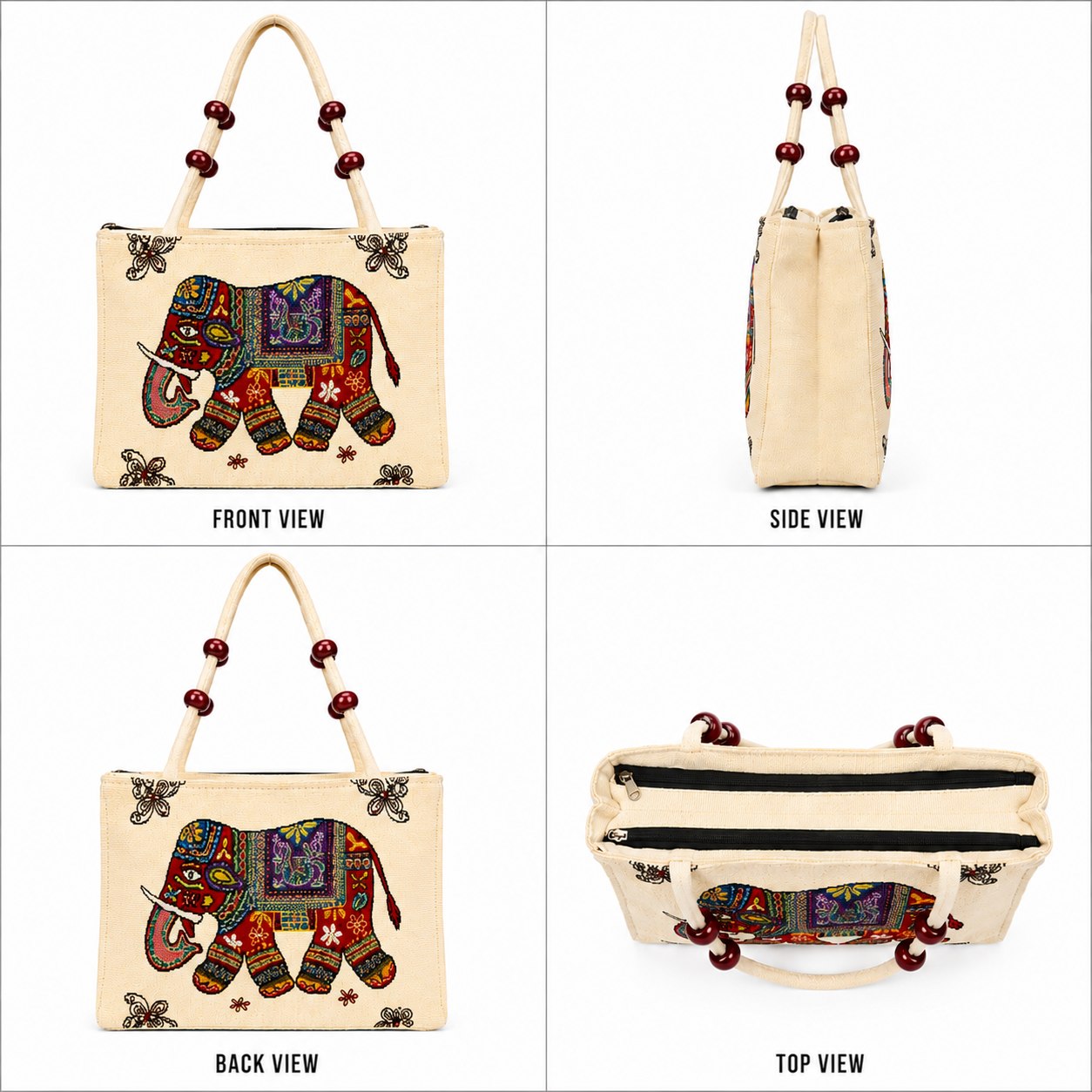 Elephant Bag | Ethnic Canvas Tote Bag for Women | Stylish Shoulder Handbag