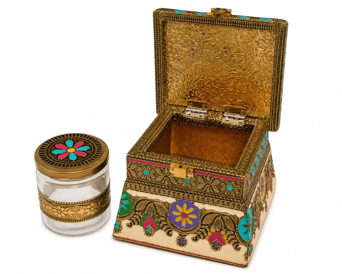 Decorative Flower Mukhwas Dani with 1 Jar | Premium Mukhwas Storage Box