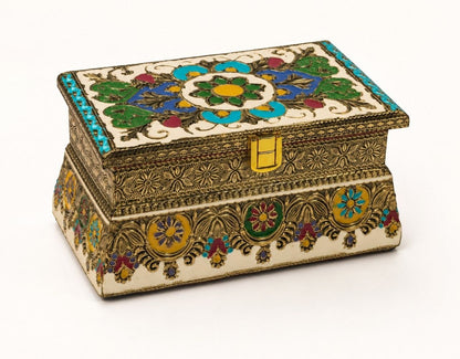 Handcrafted Floral Mukhwas Box with 2 Jars – Decorative Mouth Freshener Container
