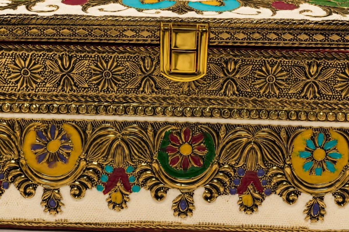 Handcrafted Floral Mukhwas Box with 2 Jars – Decorative Mouth Freshener Container