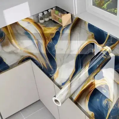Dark Blue Gold Marble Wallpaper